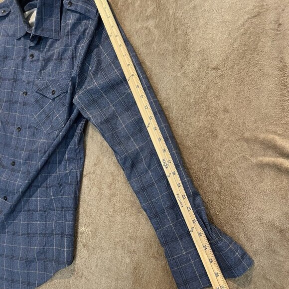 Hurley Phantom Button Up Shirt Mens Medium Blue Plaid Long Sleeve Chest Pocket - Picture 8 of 8